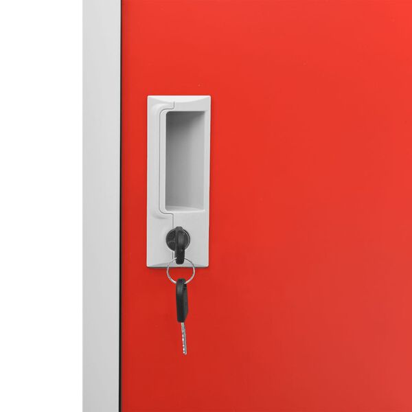 vidaXL Locker Cabinet Light Grey and Red 90x45x92.5 cm Steel