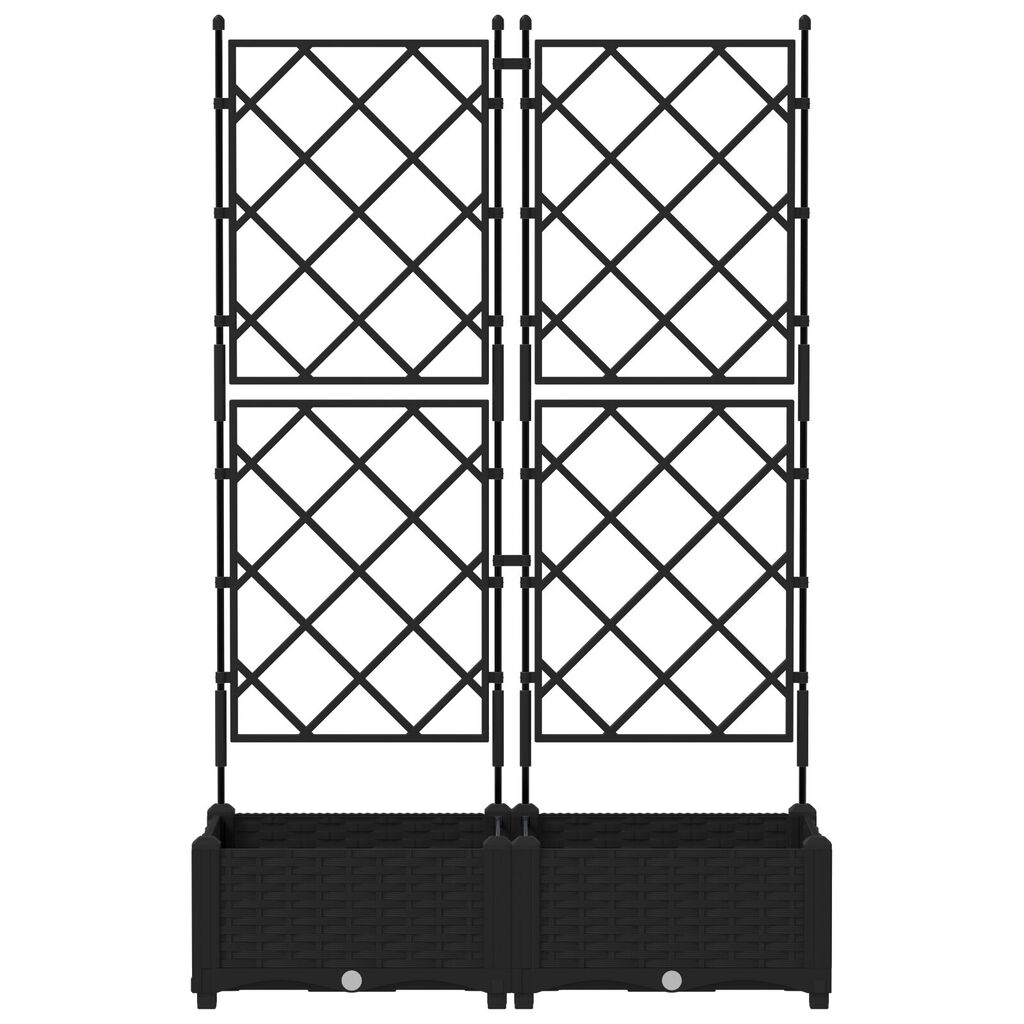vidaXL Garden Planter with Trellis 2 pcs Black 80x40x125.5 cm