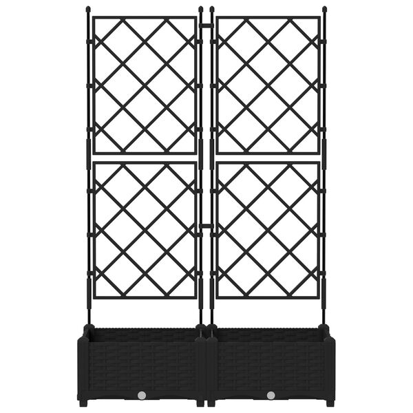 vidaXL Garden Planter with Trellis 2 pcs Black 80x40x125.5 cm