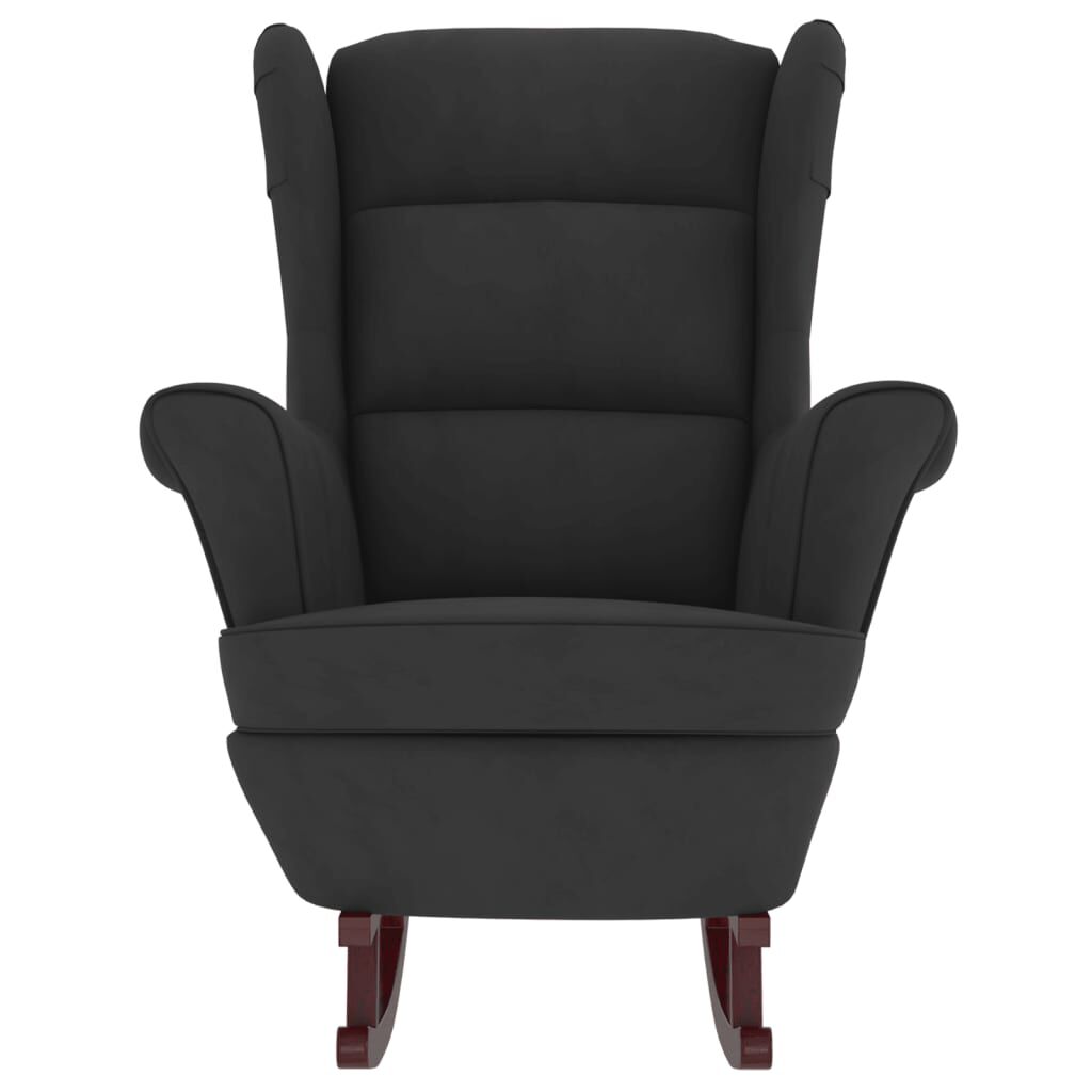 vidaXL Rocking Chair with Solid Wood Rubber Legs Black Velvet