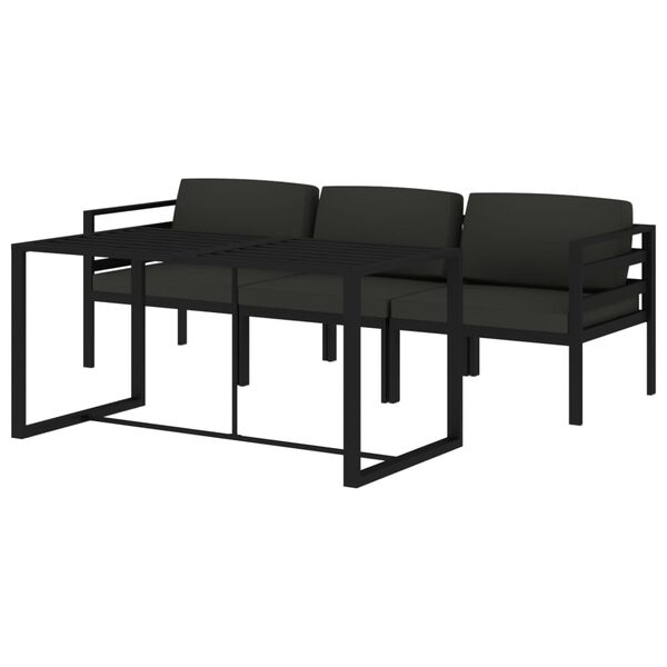 vidaXL 4 Piece Garden Lounge Set with Cushions Aluminium Anthracite