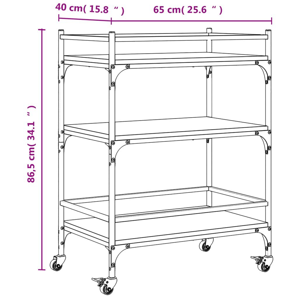 vidaXL Kitchen Trolley Smoked Oak 65x40x86.5 cm Engineered Wood
