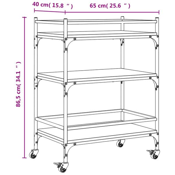 vidaXL Kitchen Trolley Smoked Oak 65x40x86.5 cm Engineered Wood