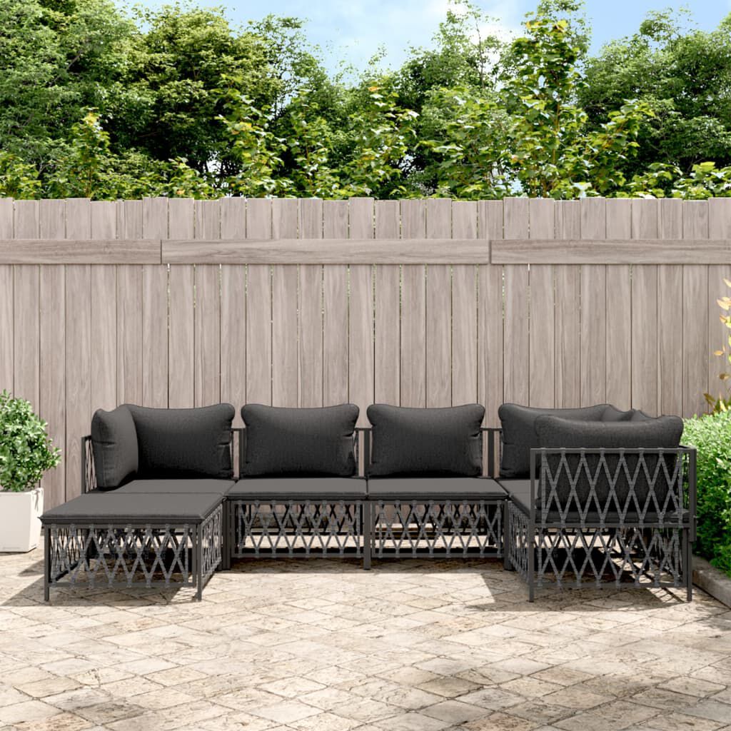 vidaXL 6 Piece Garden Lounge Set with Cushions Anthracite Steel