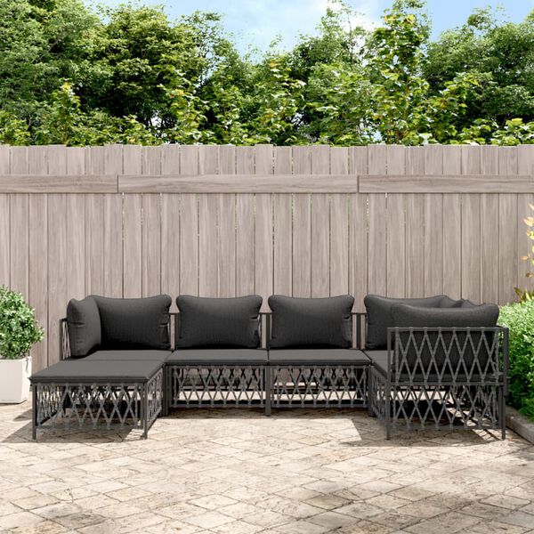 vidaXL 6 Piece Garden Lounge Set with Cushions Anthracite Steel