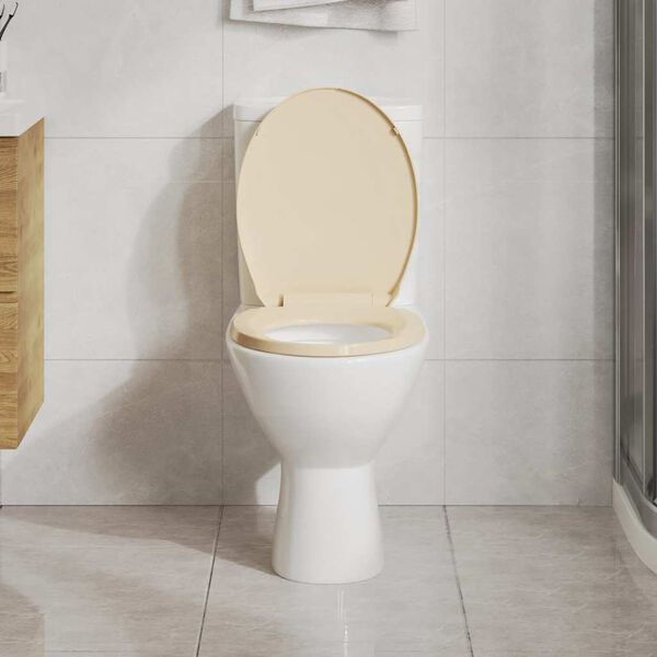 vidaXL Soft-Close Toilet Seat Quick Release Beige Oval