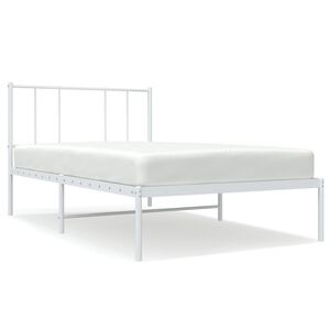 vidaXL Metal Bed Frame without Mattress with Headboard White 100x190cm