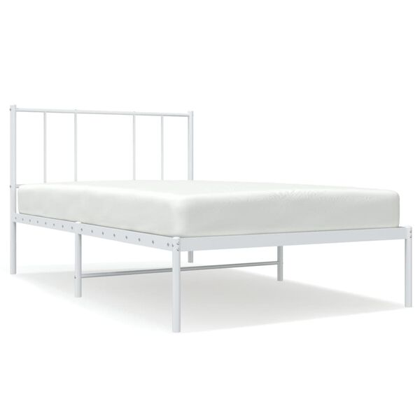vidaXL Metal Bed Frame without Mattress with Headboard White 100x190cm