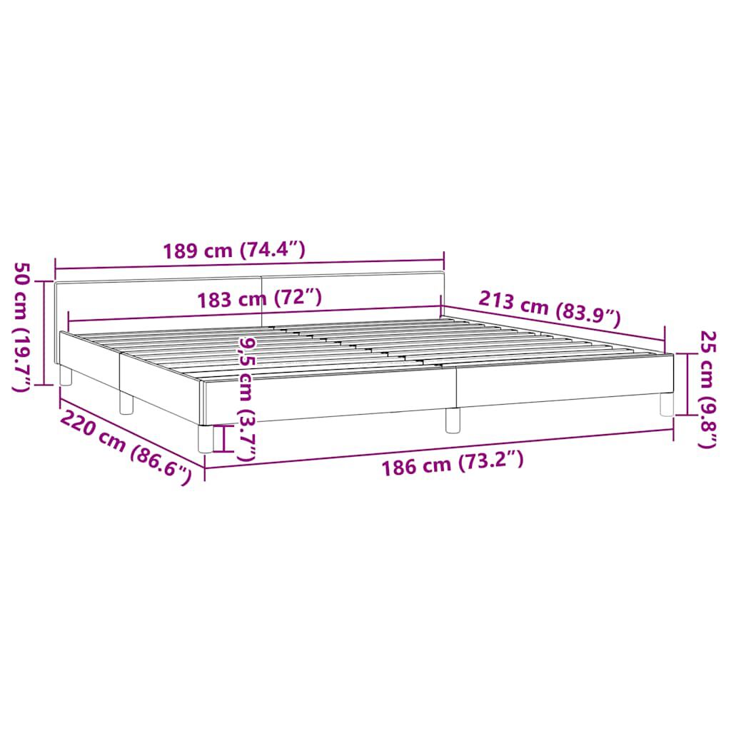 vidaXL Bed Frame without Mattress White California King Faux Leather
