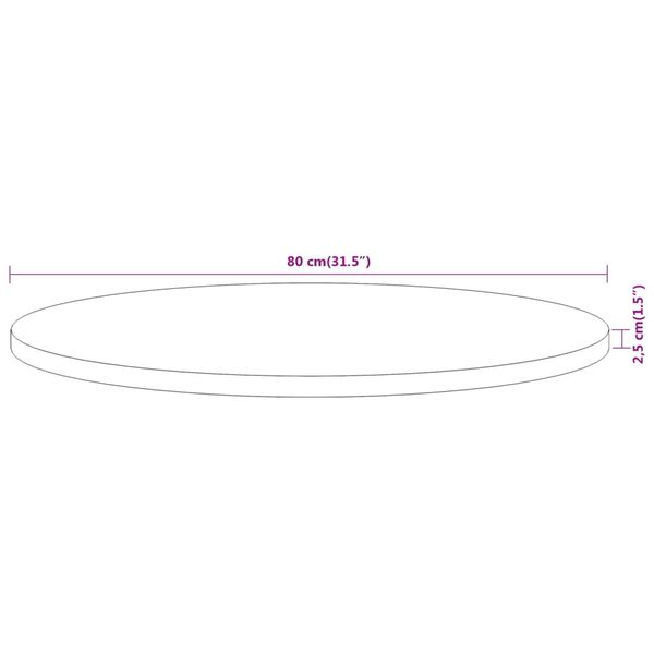 vidaXL Table Top Ø80x2.5 cm Round Solid Wood Acacia