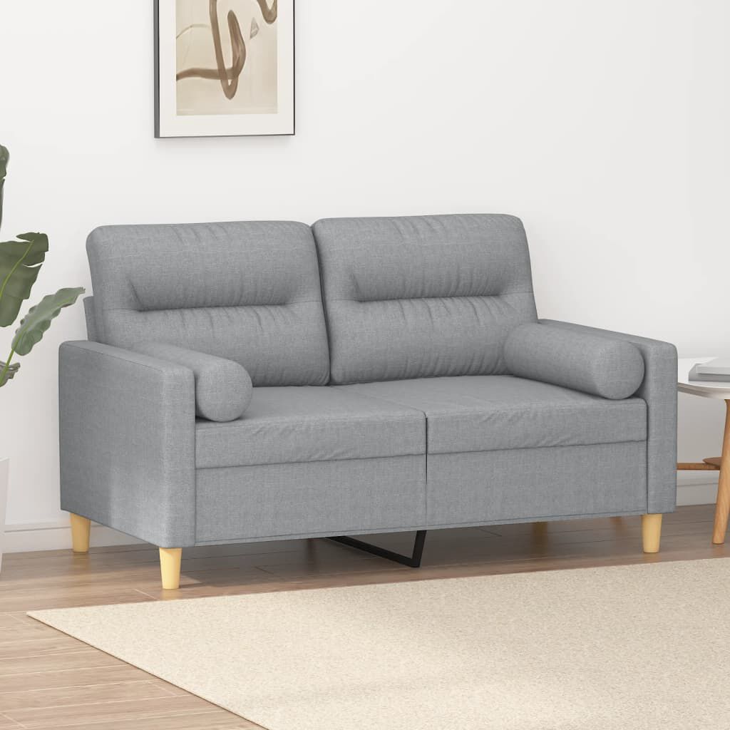 vidaXL 2-Seater Sofa with Throw Pillows Dark Grey 120 cm Fabric