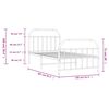 vidaXL Metal Bed Frame without Mattress with Footboard White 100x200cm