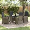 vidaXL Garden Dining Set with Cushion 5 pcs Grey Poly Rattan