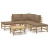 vidaXL 6 Piece Garden Lounge Set with Taupe Cushions Bamboo