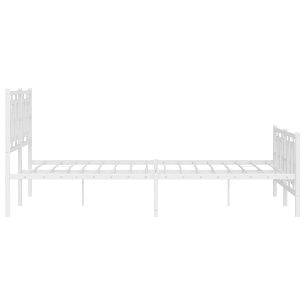 vidaXL Metal Bed Frame without Mattress with Footboard White 150x200cm
