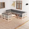 vidaXL 10 Piece Garden Lounge Set with Cushions Solid Pinewood
