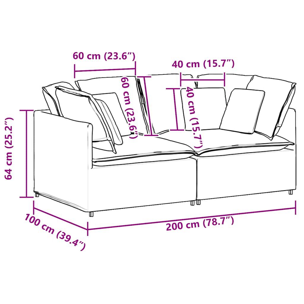 vidaXL Modular Sofa with Cushions Velvet Dark Grey