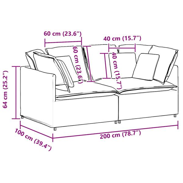 vidaXL Modular Sofa with Cushions Velvet Dark Grey