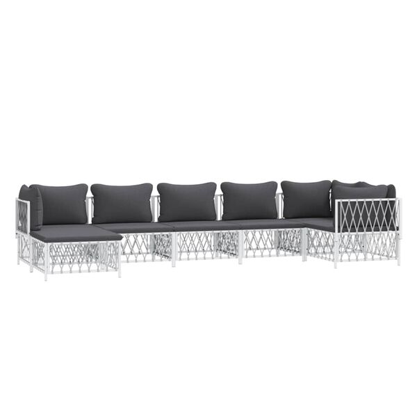vidaXL 7 Piece Garden Lounge Set with Cushions White Steel