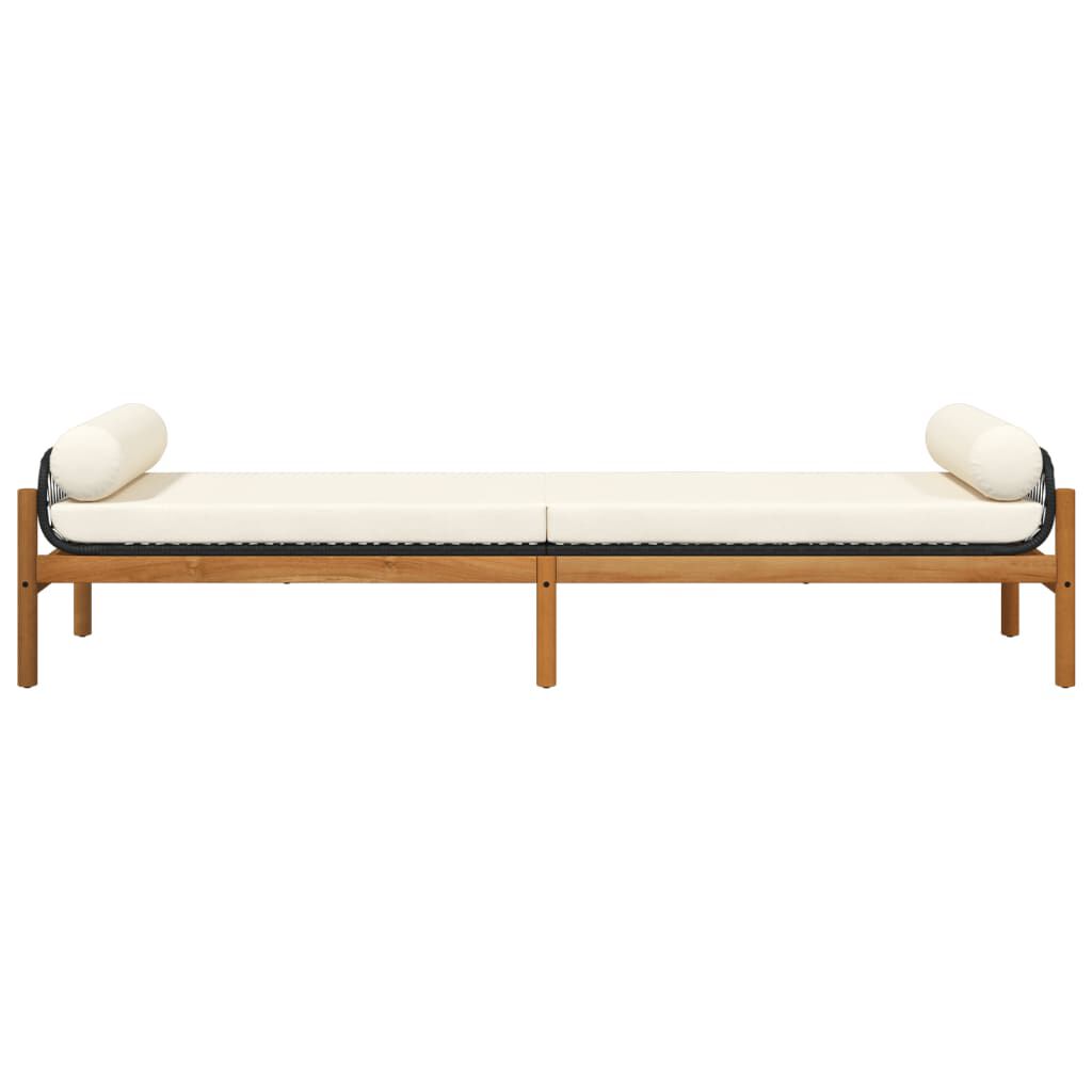 vidaXL Garden Bench with Cushion Black Poly Rattan Acacia