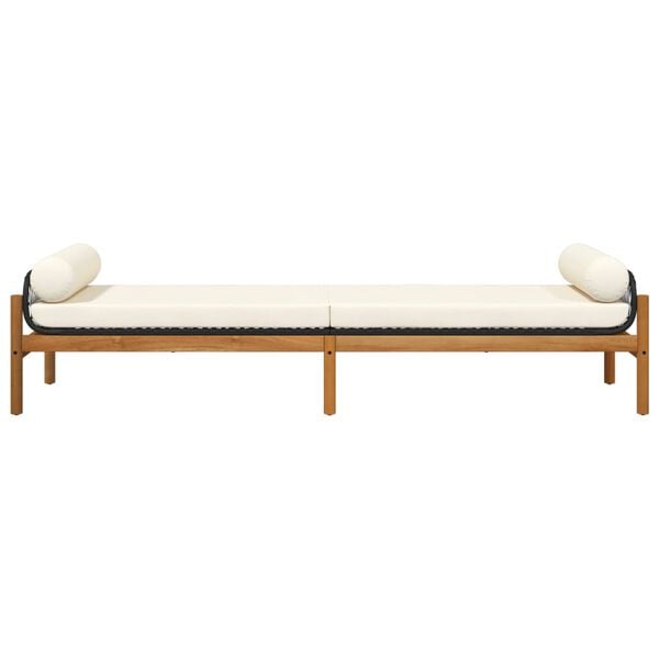 vidaXL Garden Bench with Cushion Black Poly Rattan Acacia