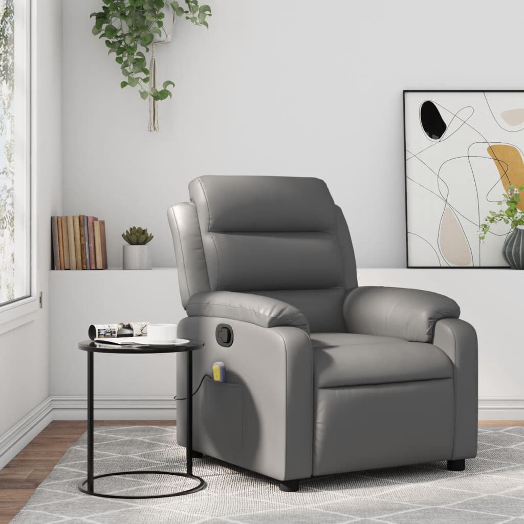 vidaXL Massage Recliner Chair Grey Faux Leather
