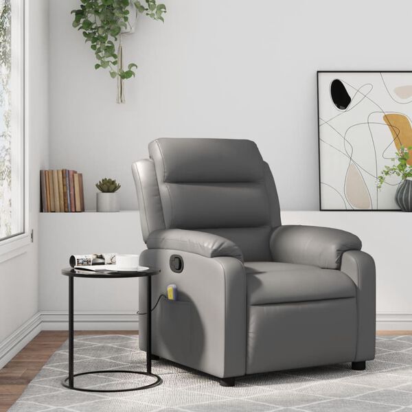 vidaXL Massage Recliner Chair Grey Faux Leather