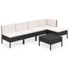 vidaXL 6 Piece Garden Lounge Set with Cushions Poly Rattan Black