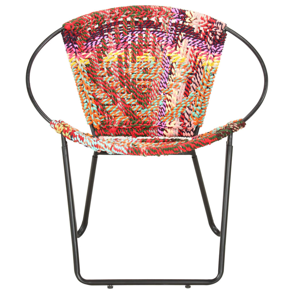 vidaXL Circle Chair Multicolours Chindi Fabric