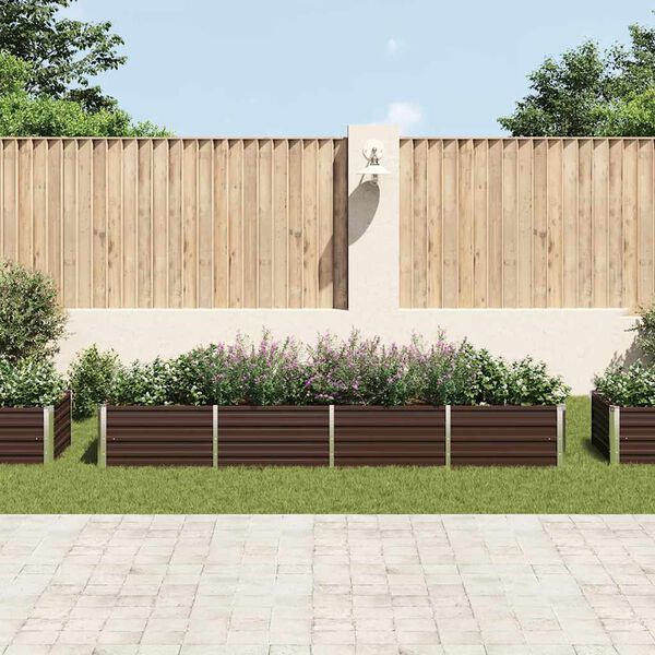 vidaXL Garden Raised Bed Brown 320x80x45 cm Galvanised Steel