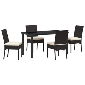 vidaXL Garden Dining Set 5 pcs Black Powder-Coated Steel