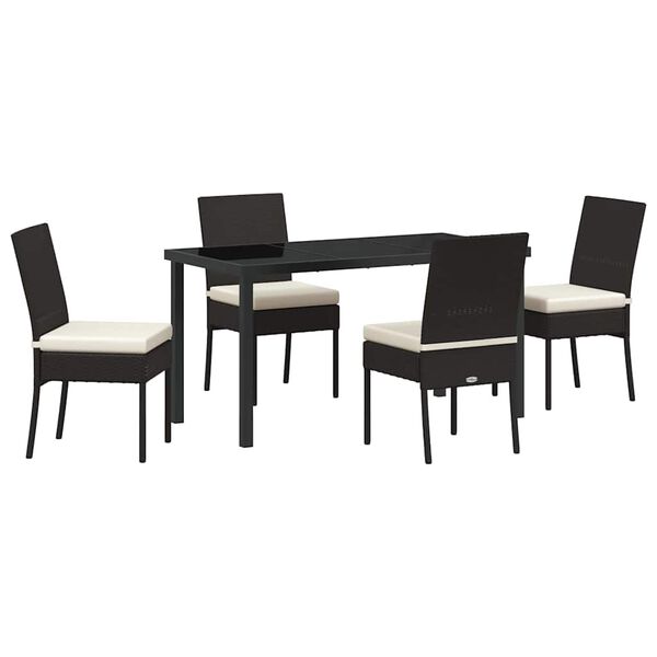 vidaXL Garden Dining Set 5 pcs Black Powder-Coated Steel
