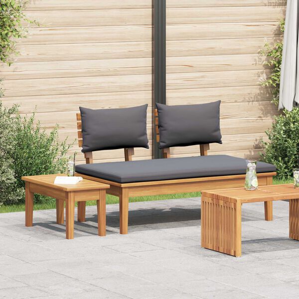 vidaXL Garden Bench 2 pcs Grey and Brown Solid Teak wood
