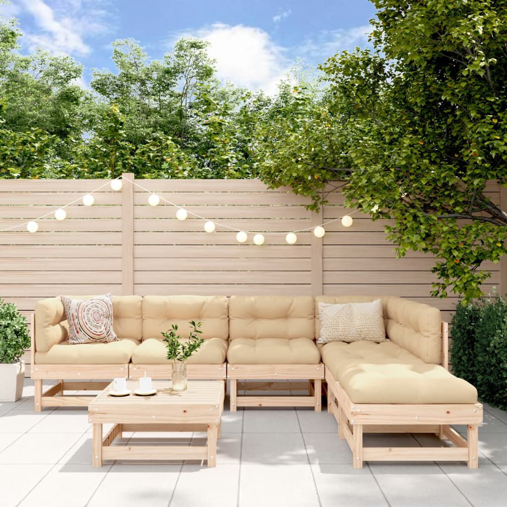 vidaXL 7 Piece Garden Lounge Set with Cushions Solid Wood
