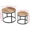 vidaXL Two Piece Coffee Table Set Rough Mango Wood Round 40 cm/50 cm