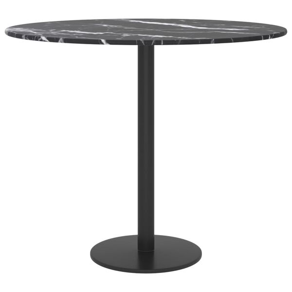 vidaXL Table Top Black &Oslash;50x0.8 cm Tempered Glass with Marble Design