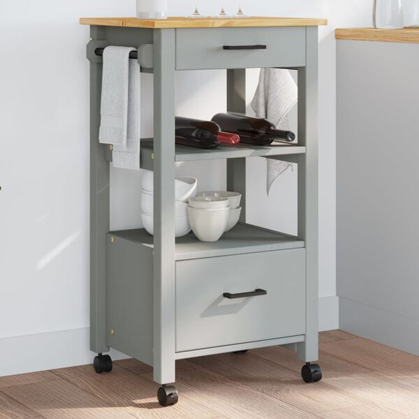 vidaXL Kitchen Trolley MONZA 48x40x90 cm Solid Wood Pine