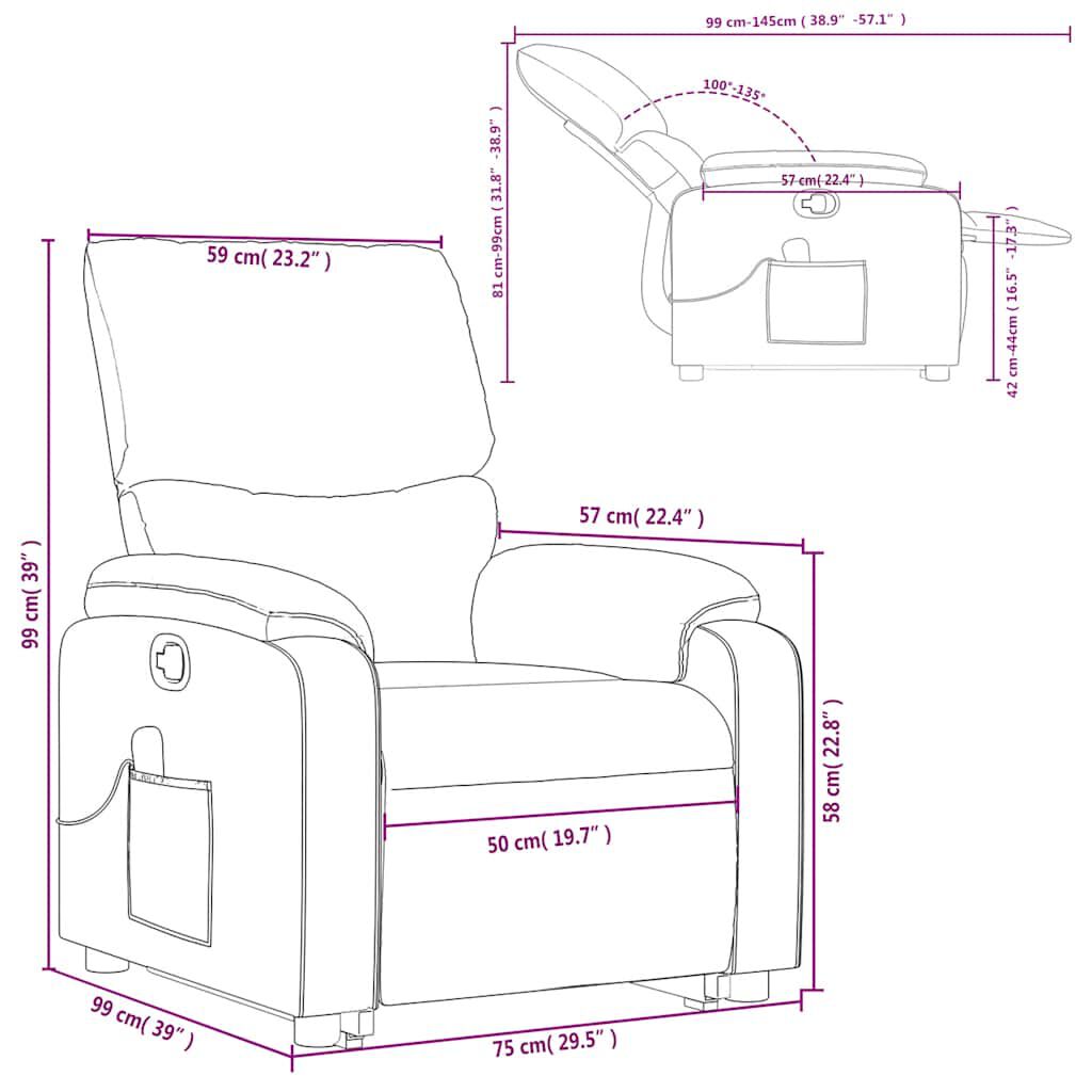 vidaXL Stand up Massage Recliner Chair Light Grey Fabric