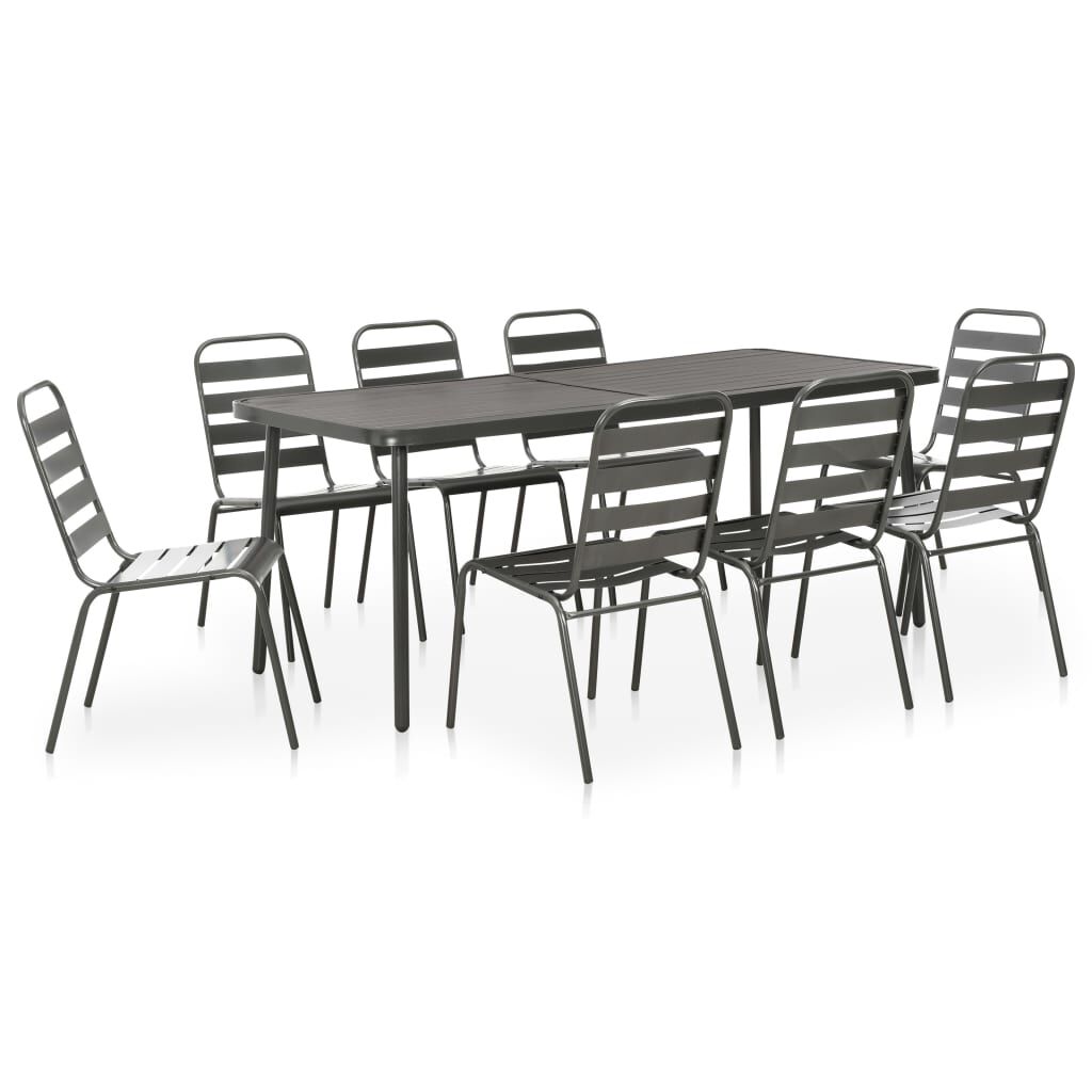 vidaXL 9 Piece Outdoor Dining Set Steel Dark Grey