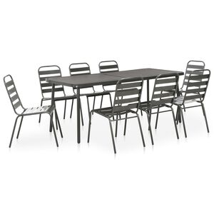 vidaXL 9 Piece Outdoor Dining Set Steel Dark Grey