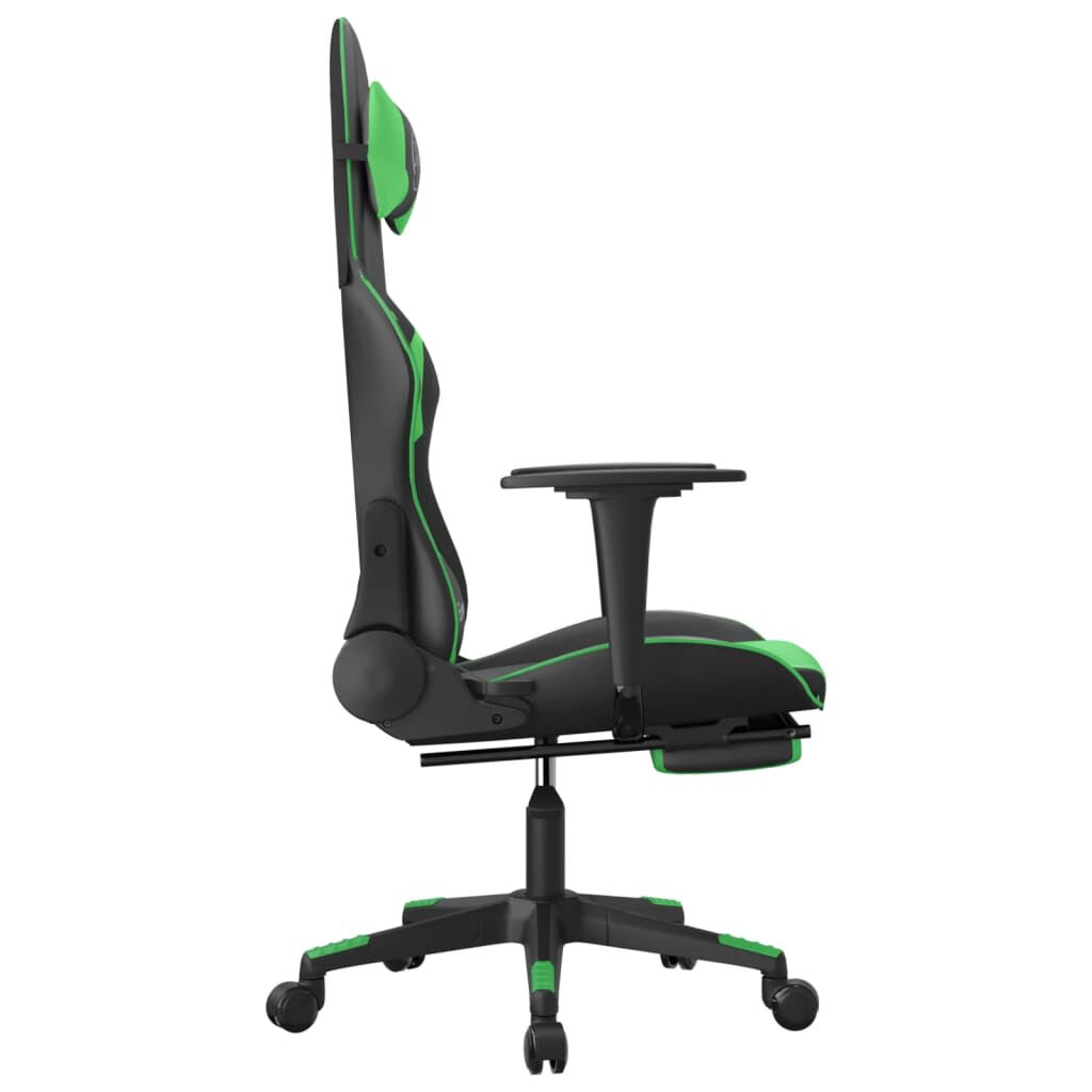 vidaXL Gaming Chair with Footrest Black and Green Faux Leather