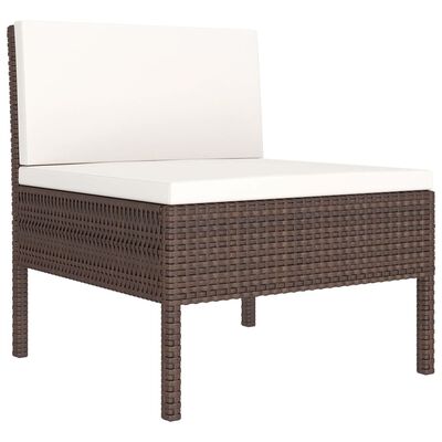 vidaXL 9 Piece Garden Lounge Set with Cushions Poly Rattan Brown