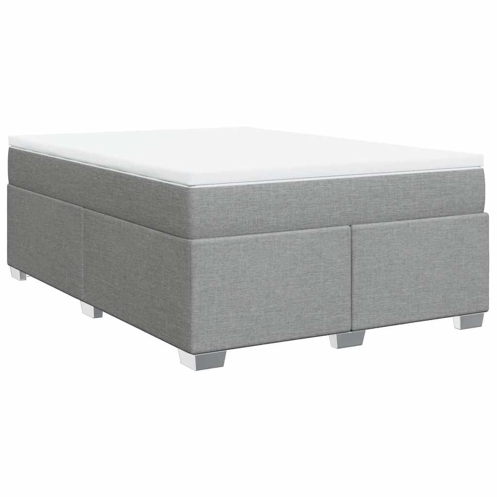 vidaXL Box Spring Bed with Mattress Light Grey Queen Fabric