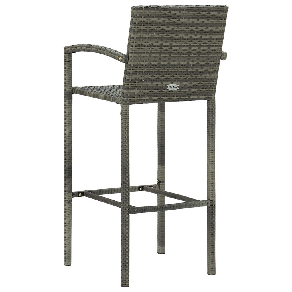 vidaXL Bar Stools 2 pcs Grey Poly Rattan