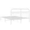 vidaXL Metal Bed Frame without Mattress with Headboard White 150x200cm