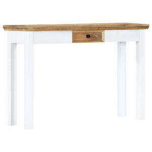 vidaXL Console Table White and Brown 110x35x75 cm Solid Mango Wood