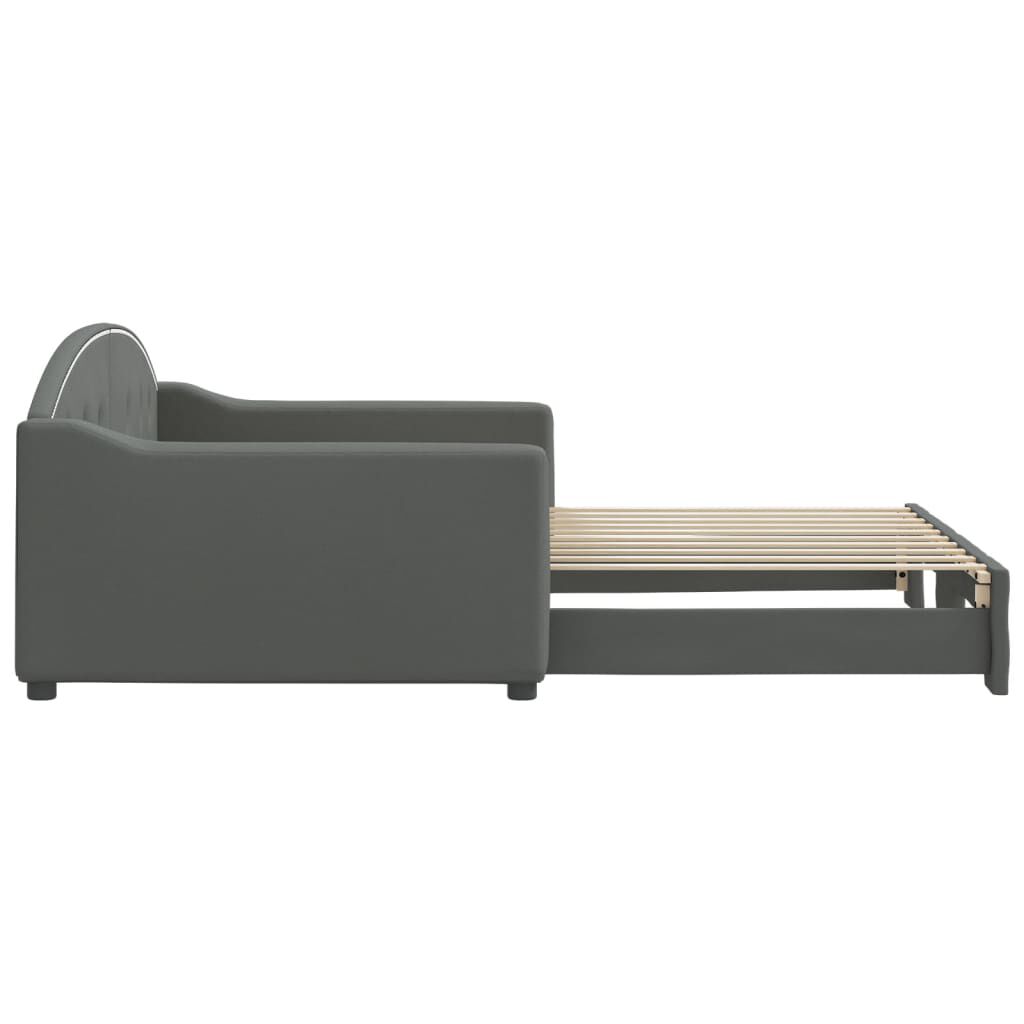 vidaXL Daybed with Trundle without Mattress Dark Grey 100x190 cm