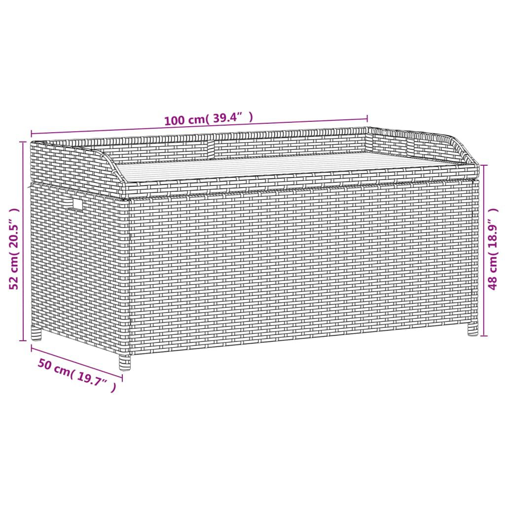 vidaXL Storage Bench Black 100x50x52 cm Poly Rattan and Acacia Wood