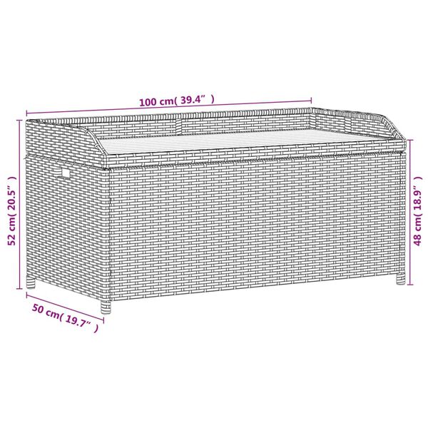 vidaXL Storage Bench Black 100x50x52 cm Poly Rattan and Acacia Wood