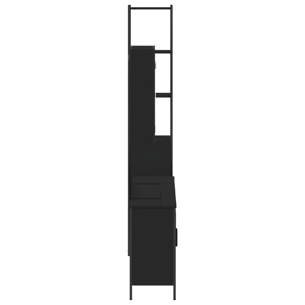 vidaXL 4 Piece Bathroom Cabinet Set Black Engineered Wood
